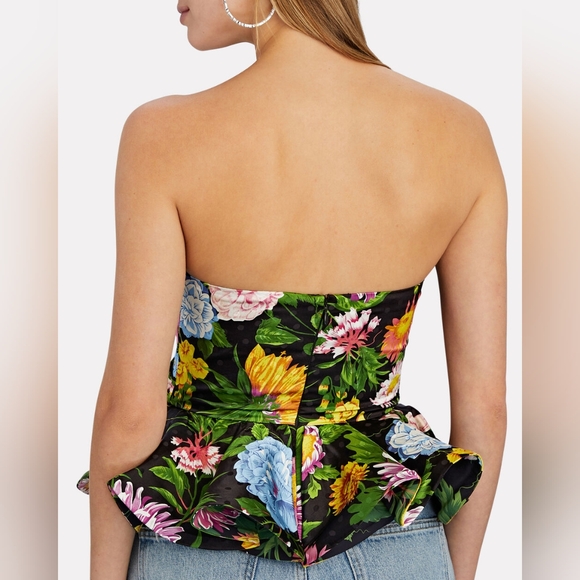 12. NWT RONNY KOBO TARA STRAPLESS FLORAL PEPLUM TOP - Picture 4 of 8